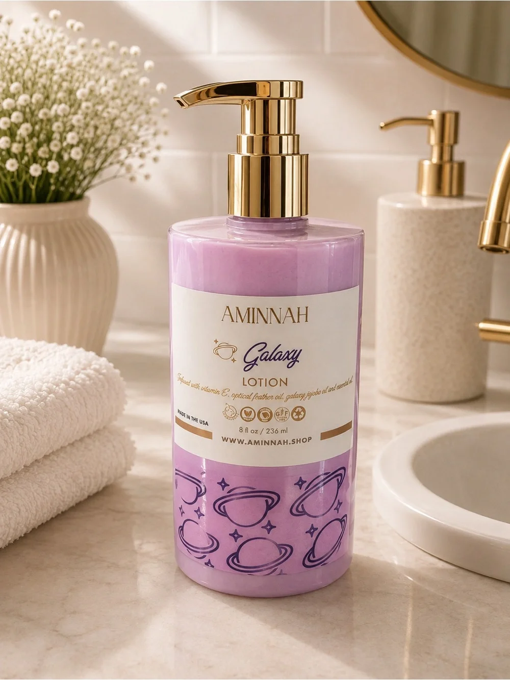 Aminnah Galaxy Body Lotion - Vit E, Apricot, Jojoba and Coconut Oil